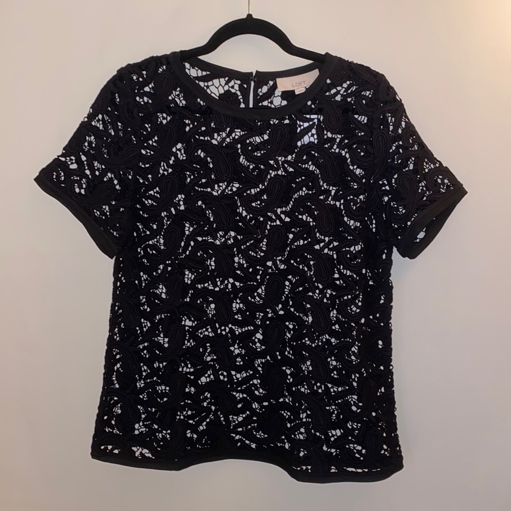 NWT Ann Taylor Loft black lace top